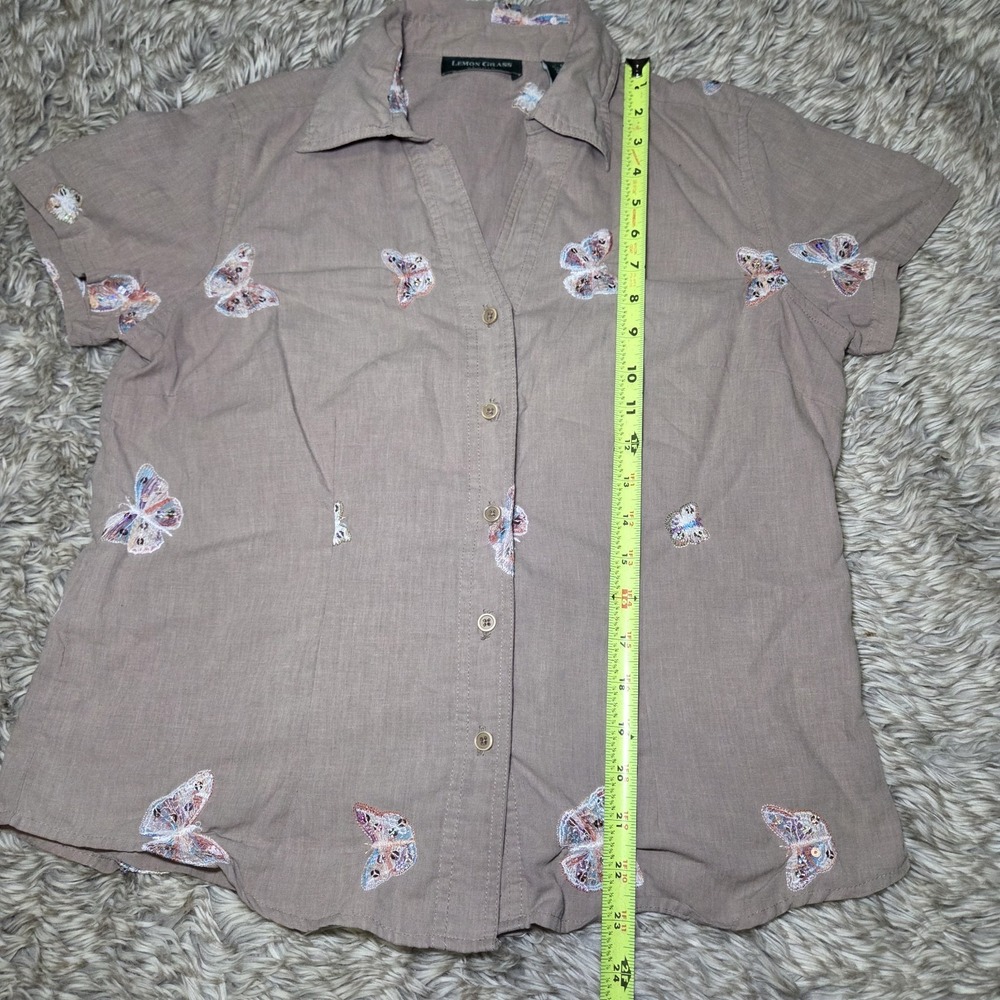 Lemon Grass Studio Butterfly Embroidered Blouse Womens M Boho Cottagecore Nature - Picture 5 of 7